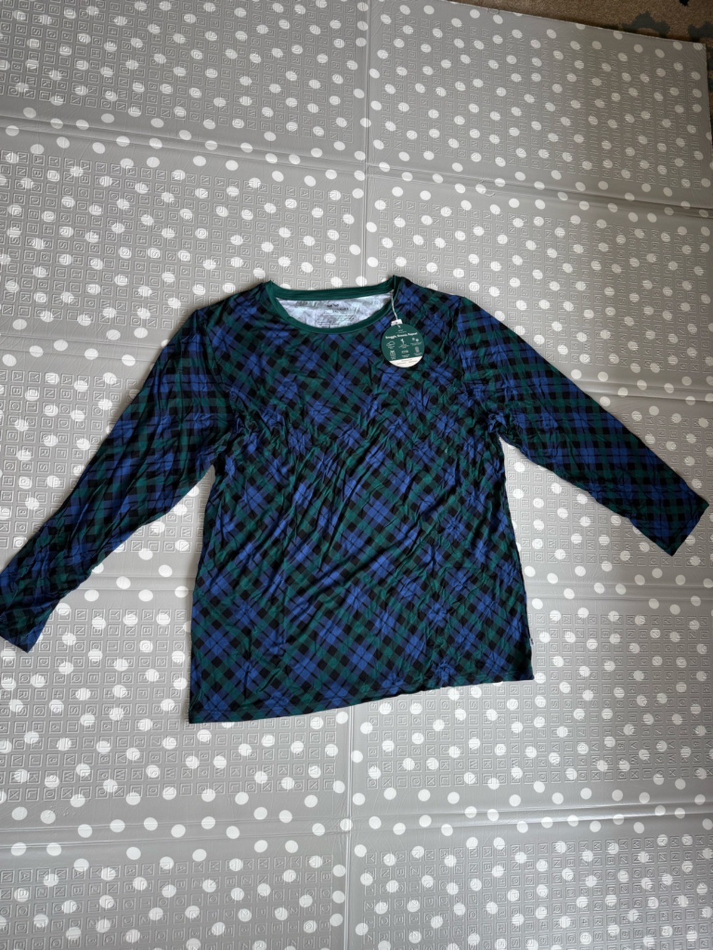 Little Sleepies Blue and Green Plaid Long Sleeve Top